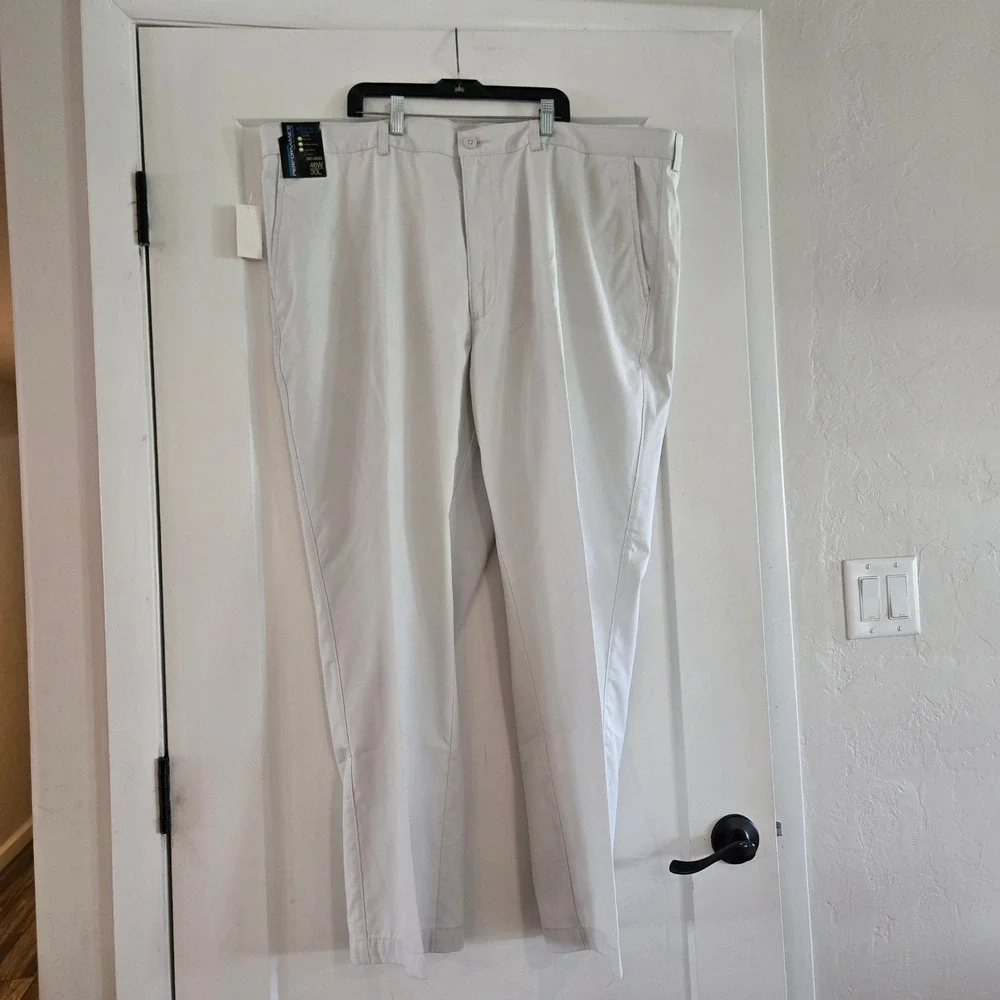 Roundtree & Yorke Pants Men 46x30 Performance Golf Big Man Gray Moisture Wicking